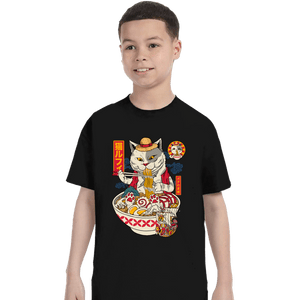 Daily_Deal_Shirts T-Shirts, Youth / XS / Black Ramen Cat Pirate