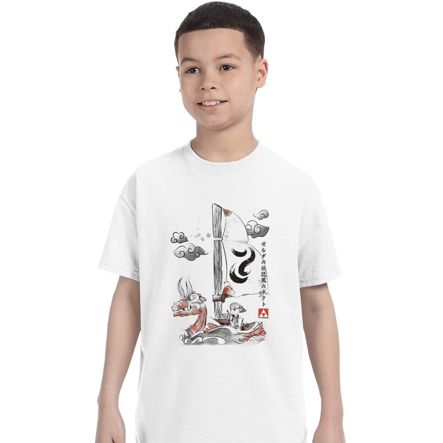 Shirts T-Shirts, Youth / XL / White Sailing With The Wind Sumi-e