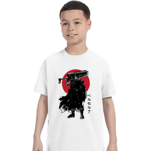 Daily_Deal_Shirts T-Shirts, Youth / XS / White Black Swordsman Sumi-e