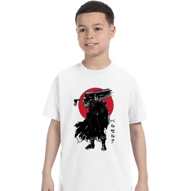 Daily_Deal_Shirts T-Shirts, Youth / XS / White Black Swordsman Sumi-e