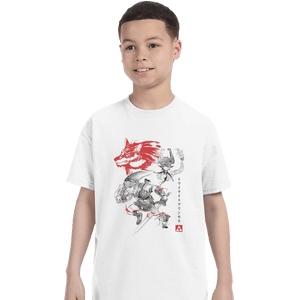 Shirts T-Shirts, Youth / XL / White Twilight Wolf Sumi-e