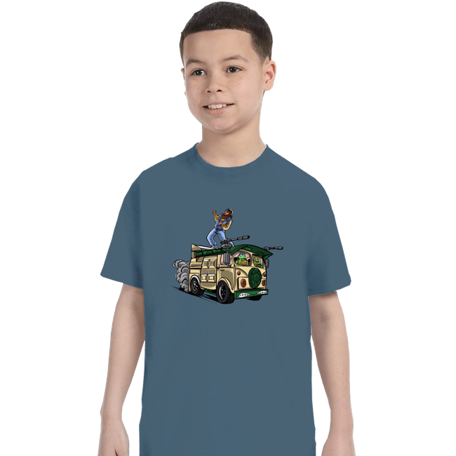 Daily_Deal_Shirts T-Shirts, Youth / XS / Indigo Blue Surfing In The Turtle Van