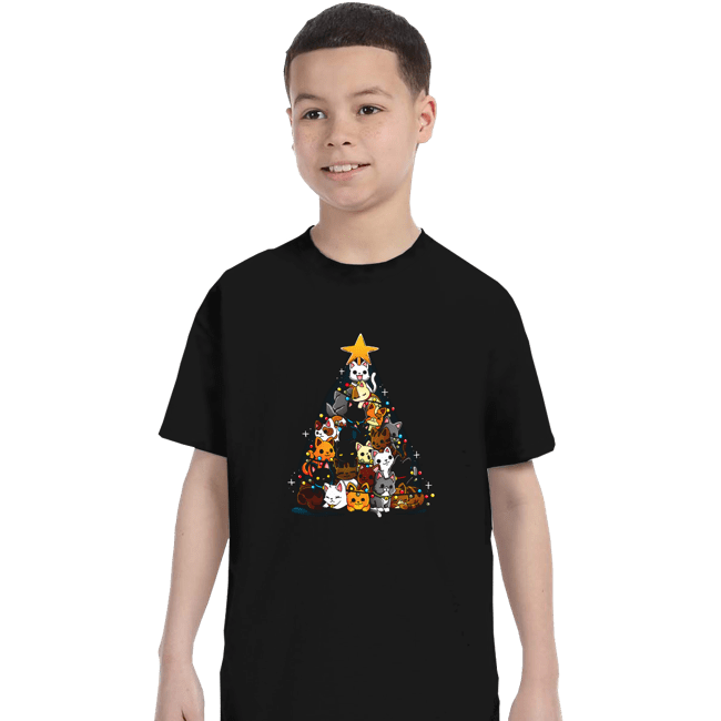 Daily_Deal_Shirts T-Shirts, Youth / XS / Black Christmas Kittens