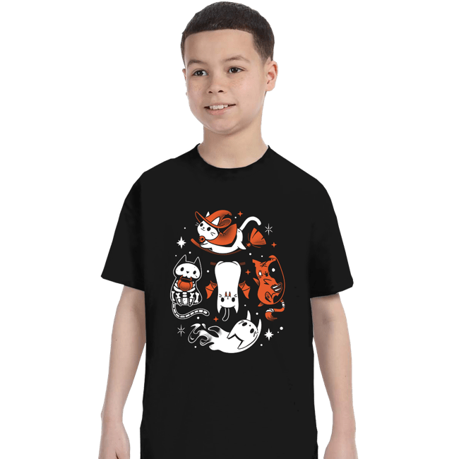 Daily_Deal_Shirts T-Shirts, Youth / XS / Black Spooky Kitty Crew