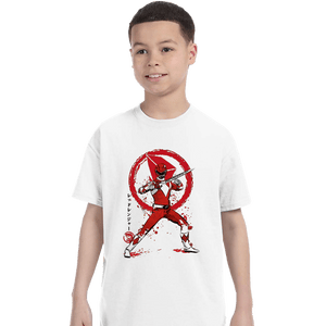 Daily_Deal_Shirts T-Shirts, Youth / XS / White Red Ranger Sumi-e