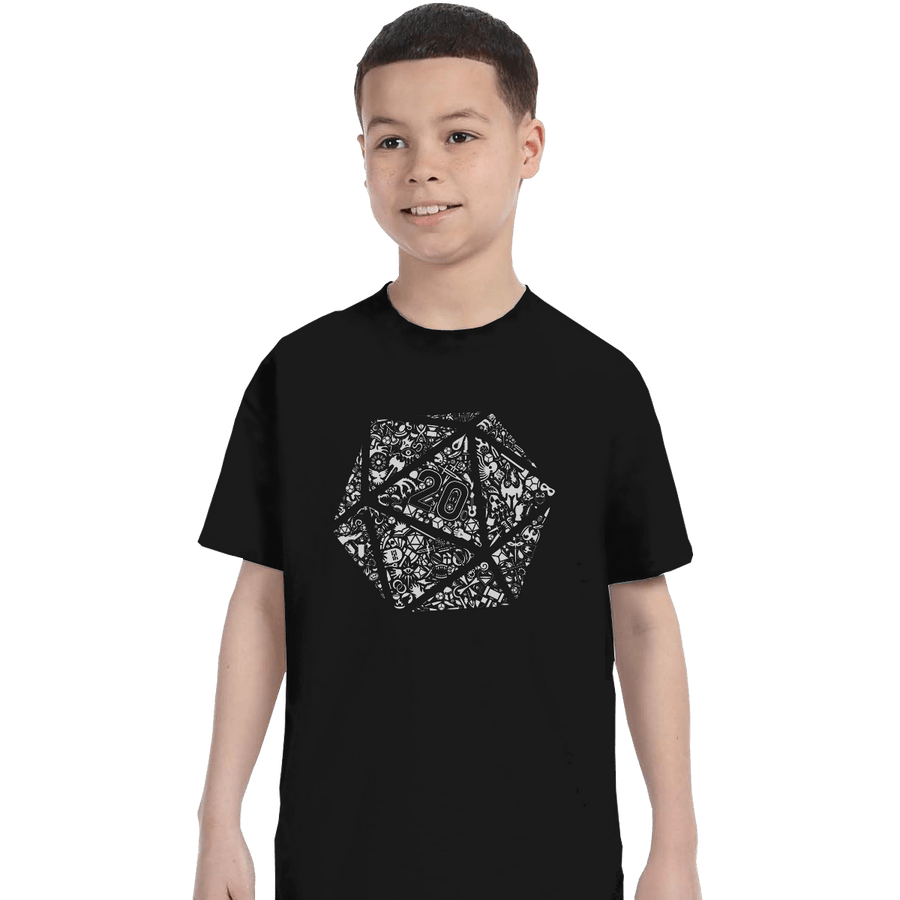 Shirts T-Shirts, Youth / XL / Black Mosaic D20