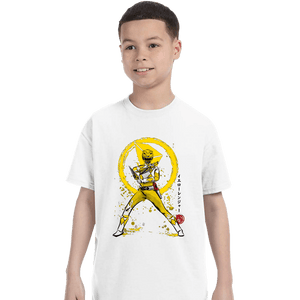 Shirts T-Shirts, Youth / XS / White Yellow Ranger Sumi-e