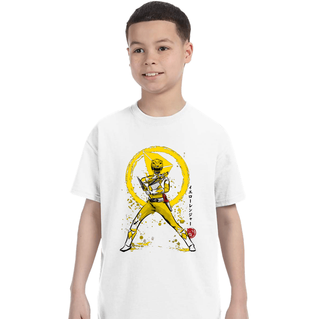 Shirts T-Shirts, Youth / XS / White Yellow Ranger Sumi-e