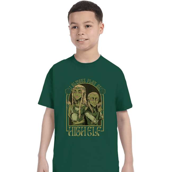 Secret_Shirts T-Shirts, Youth / XS / Forest I Play As High Elf