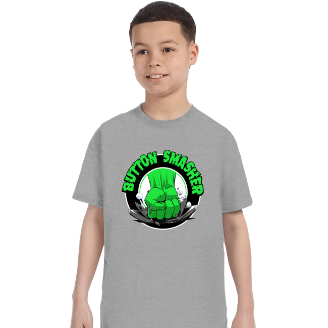 Shirts T-Shirts, Youth / XS / Sports Grey Button Smasher