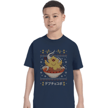 Load image into Gallery viewer, Shirts T-Shirts, Youth / XS / Navy Fat Chocobo Ramen Christmas Sweater
