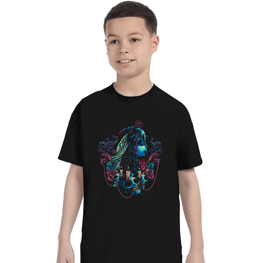 Shirts T-Shirts, Youth / XS / Black Colorful Bride