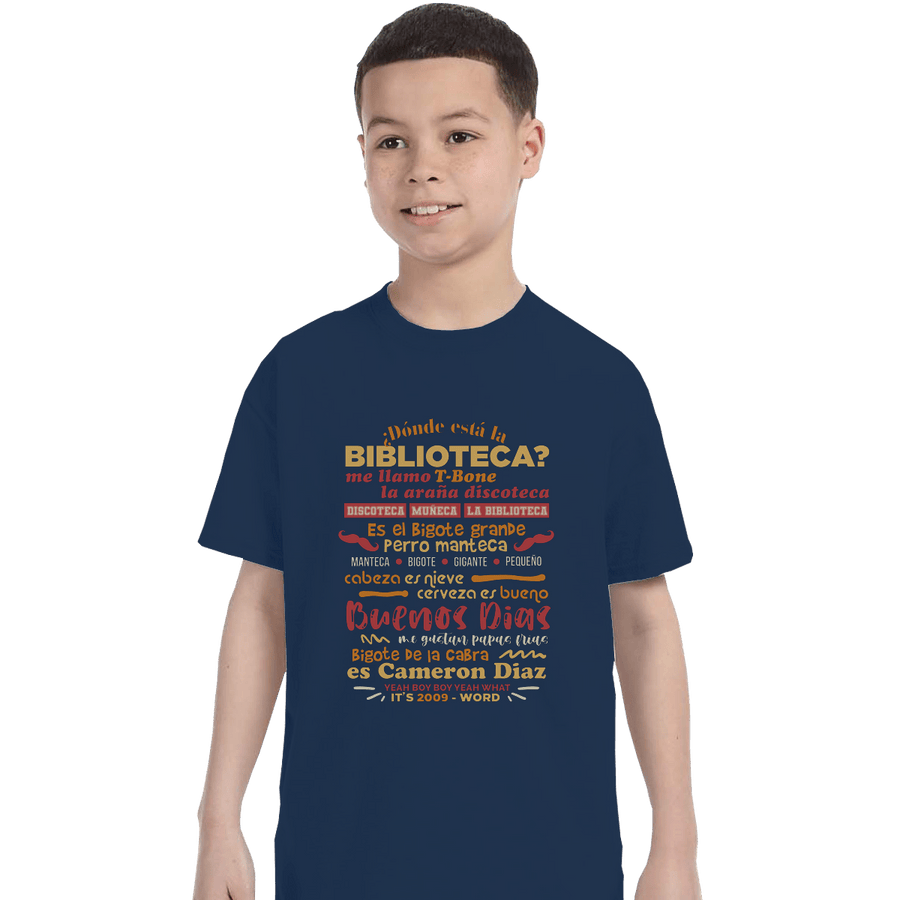 Shirts T-Shirts, Youth / XL / Navy The Bibliotecas Rap
