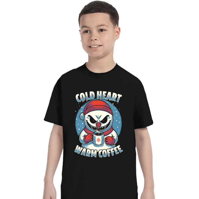 Secret_Shirts T-Shirts, Youth / XS / Black Cold Heart Warm Coffee