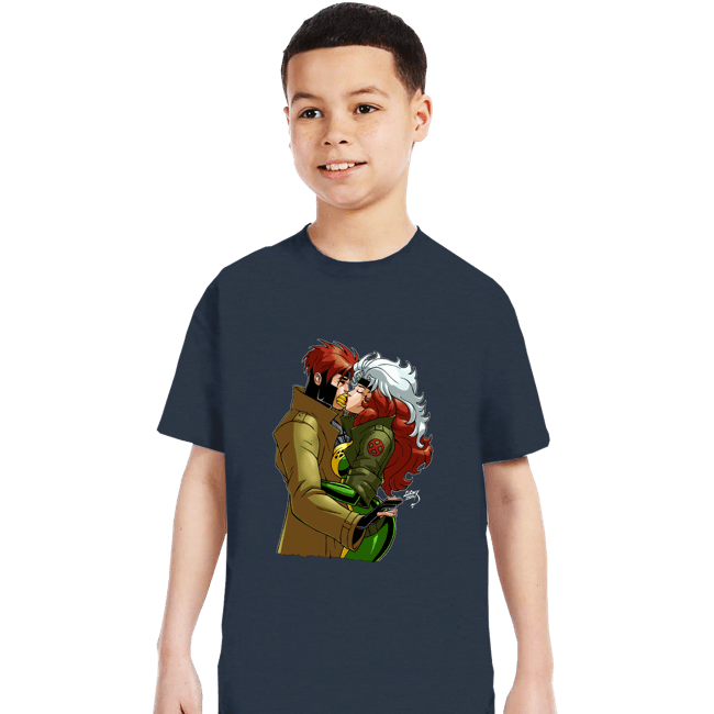 Daily_Deal_Shirts T-Shirts, Youth / XS / Dark Heather Rogue And Gambit Kiss