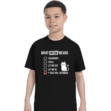 Load image into Gallery viewer, Secret_Shirts T-Shirts, Youth / XS / Black Meows Decoded
