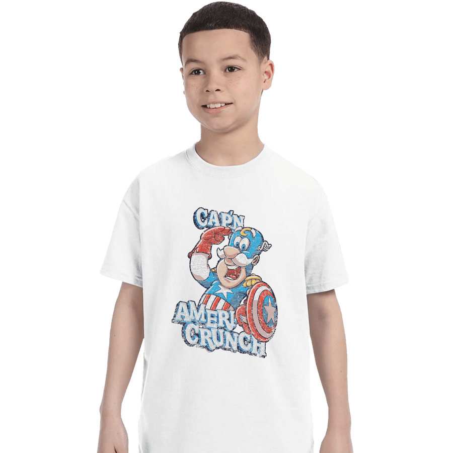 Shirts T-Shirts, Youth / XL / White Cap'n AmeriCrunch