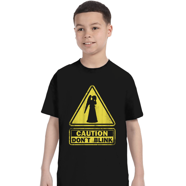 Shirts T-Shirts, Youth / XS / Black Caution - Don't Blink