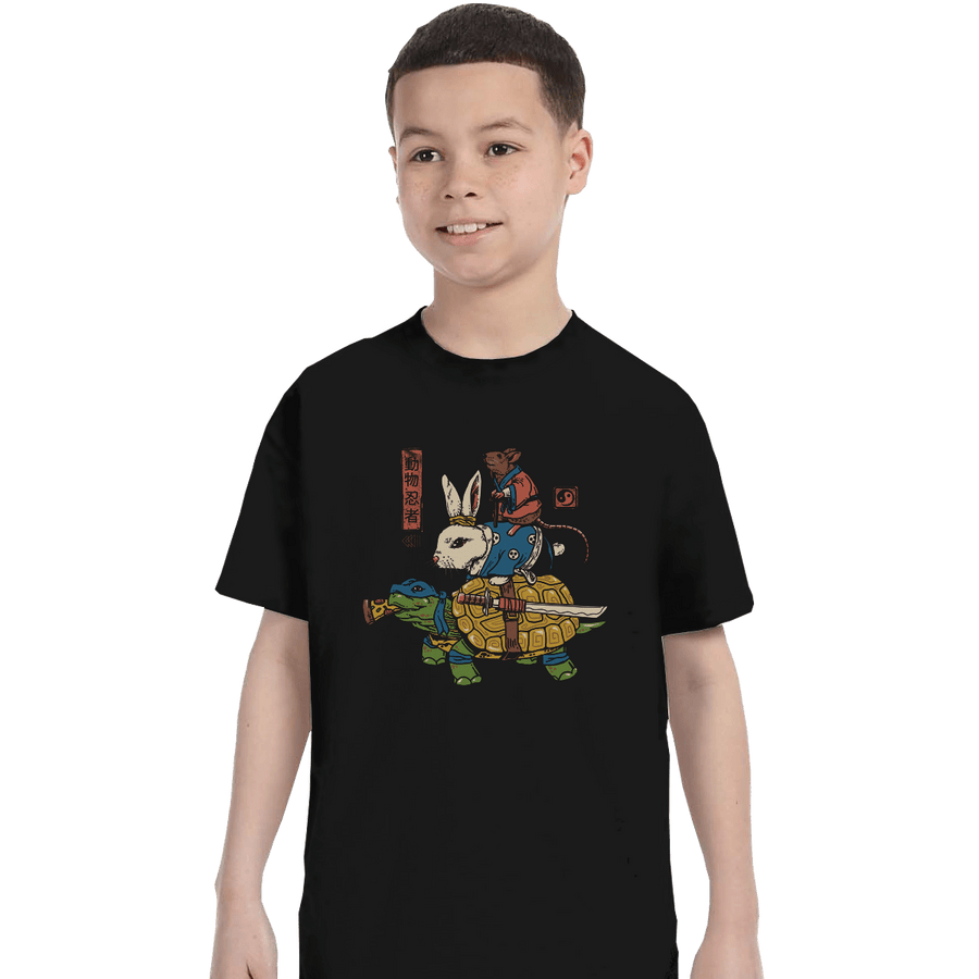 Shirts T-Shirts, Youth / XL / Black Kame, Usagi, and Ratto Ninjas