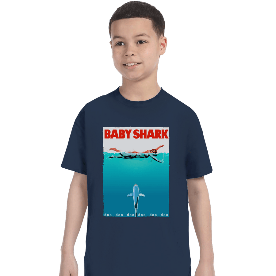 Shirts T-Shirts, Youth / XL / Navy Baby Shark