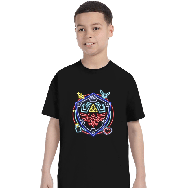 Daily_Deal_Shirts T-Shirts, Youth / XS / Black Neon Shield