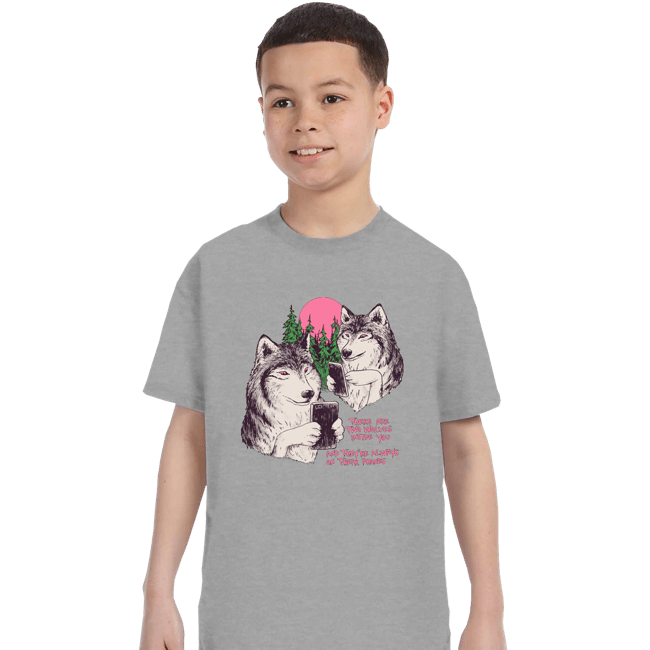 Daily_Deal_Shirts T-Shirts, Youth / XS / Sports Grey Two Wolves On Their Phones