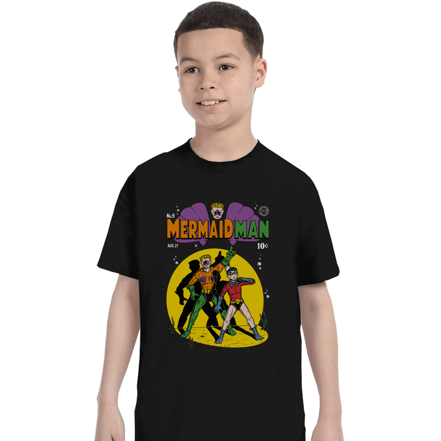 Shirts T-Shirts, Youth / XL / Black Mermaid Man