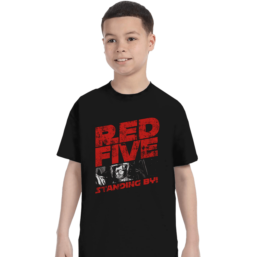 Shirts T-Shirts, Youth / XL / Black Red 5 Standing By