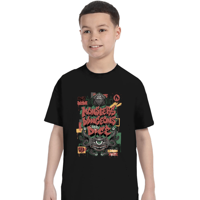 Daily_Deal_Shirts T-Shirts, Youth / XS / Black Monsters, Dungeons & Dice
