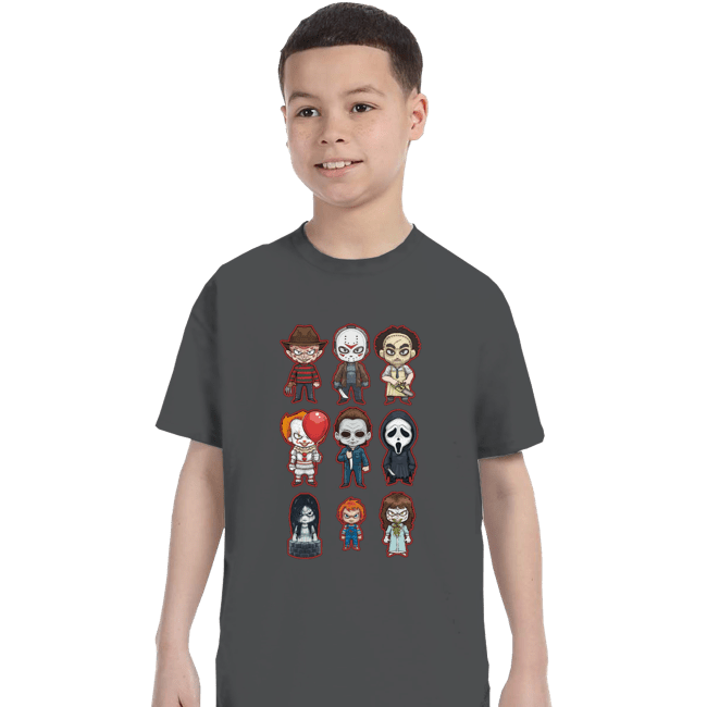 Daily_Deal_Shirts T-Shirts, Youth / XS / Charcoal Chibi Horror
