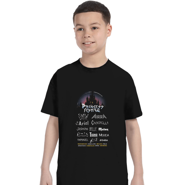 Shirts T-Shirts, Youth / XS / Black Princess Festival