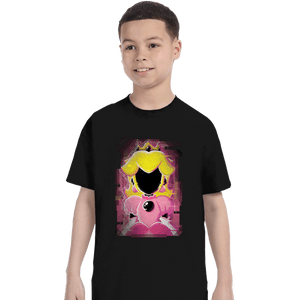 Shirts T-Shirts, Youth / XS / Black Peach Glitch