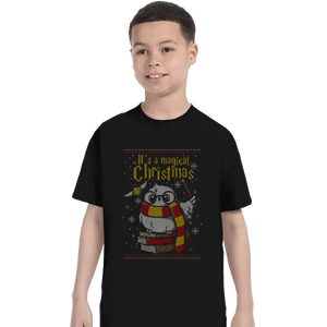 Shirts T-Shirts, Youth / XL / Black Owl Magic Christmas