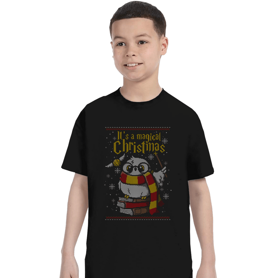 Shirts T-Shirts, Youth / XL / Black Owl Magic Christmas