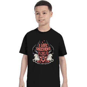 Daily_Deal_Shirts T-Shirts, Youth / XS / Black I Love Unicorns