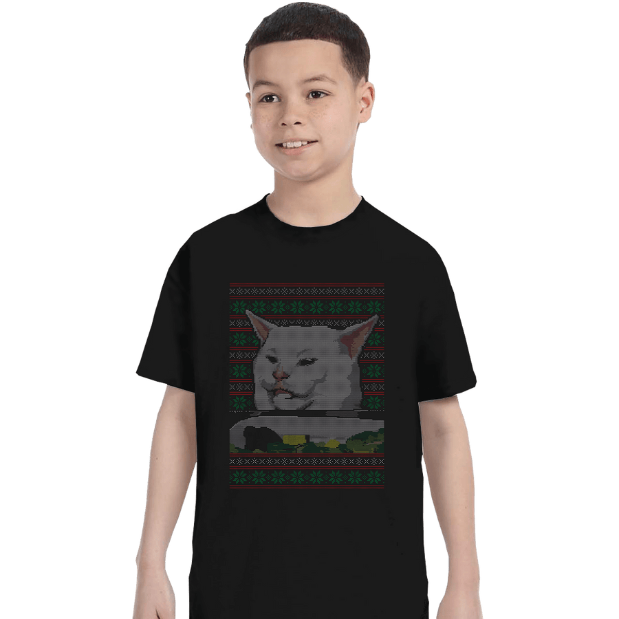 Shirts T-Shirts, Youth / XL / Black Cat Getting Yelled At Sweater