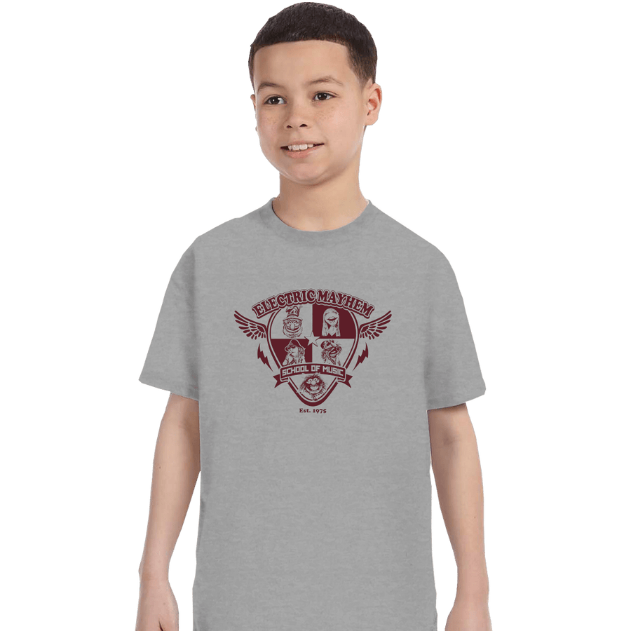 Shirts T-Shirts, Youth / XS / Sports Grey Electric Mayhem School Of Music