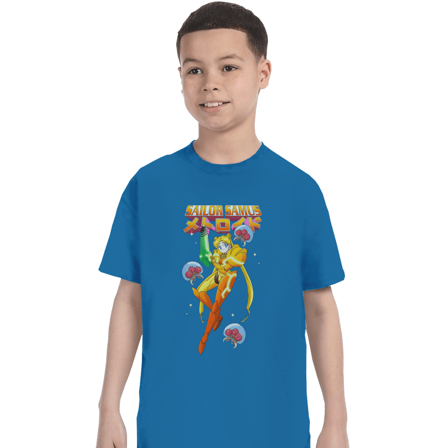 Shirts T-Shirts, Youth / XS / Sapphire Sailor Samus Power Suit