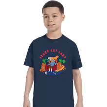 Load image into Gallery viewer, Secret_Shirts T-Shirts, Youth / XS / Navy Crazy Cat Lady
