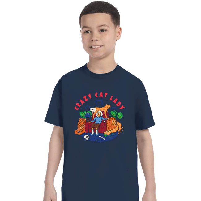 Secret_Shirts T-Shirts, Youth / XS / Navy Crazy Cat Lady