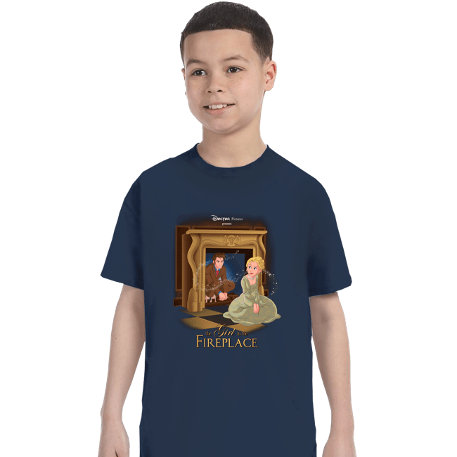 Secret_Shirts T-Shirts, Youth / XS / Navy Girl In The Fireplace