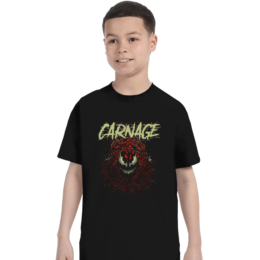 Shirts T-Shirts, Youth / XS / Black Carnage Red