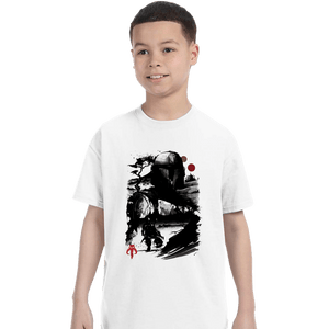 Daily_Deal_Shirts T-Shirts, Youth / XS / White The Bounty Hunter In The desert Sumi-e