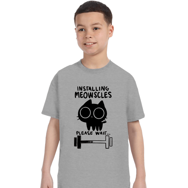 Secret_Shirts T-Shirts, Youth / XS / Sports Grey Installing Meowscles