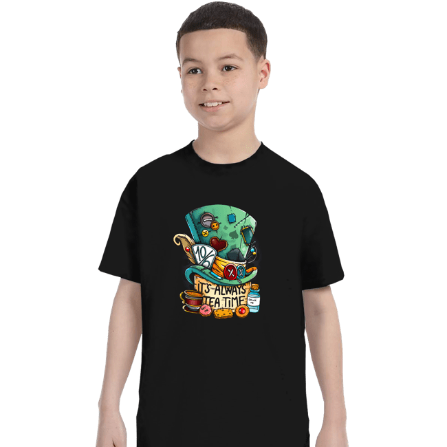 Daily_Deal_Shirts T-Shirts, Youth / XS / Black It's Always Tea Time