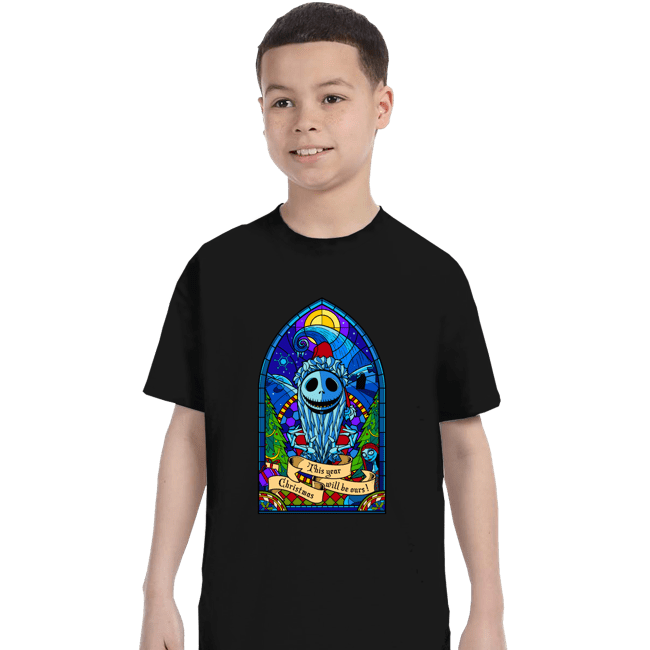 Daily_Deal_Shirts T-Shirts, Youth / XS / Black Stained Glass Xmas