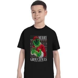 Daily_Deal_Shirts T-Shirts, Youth / XS / Black Merry Grouchmas Ugly Sweater