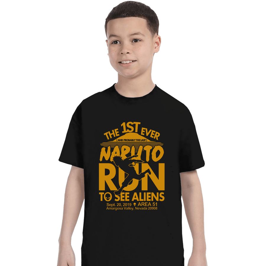 Shirts T-Shirts, Youth / XL / Black Naruto Run For Aliens
