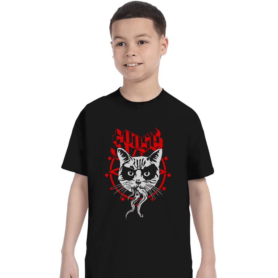 Shirts T-Shirts, Youth / XL / Black Black Metal Cat