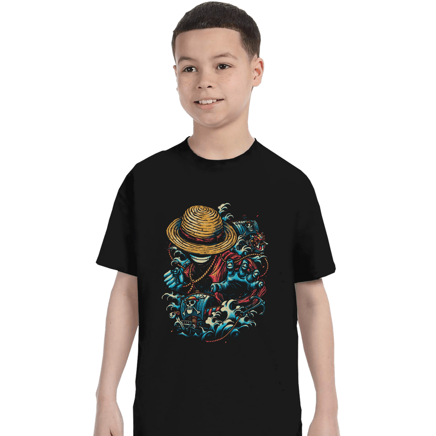 Shirts T-Shirts, Youth / XS / Black Colorful Pirate
